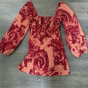 Urban Outfitters Red Paisley Blouse